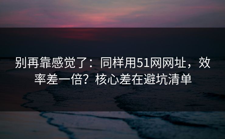 别再靠感觉了：同样用51网网址，效率差一倍？核心差在避坑清单